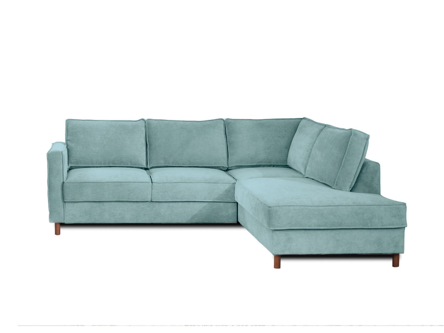 Lisa Design - Canapé d'angle Convertible - Angle Droit - Jake en Velours Côtelé - Canapé Lit - Sofa Bleu 5 Places - Salon