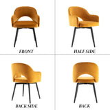 Ya-Home Lot de 2 Chaise de Salle à Manger en Velours Chaise de Cuisine Pivotante avec Accoudoirs Fauteuil à Manger pour Cuisine/Salle de Séjour, Jaune