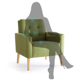 Meerveil - Fauteuil - Canapé 1 Place en Polyester avec Pieds en Bois Massif Style Scandinave pour Chambre Salon Balcon Bureau (Vert)