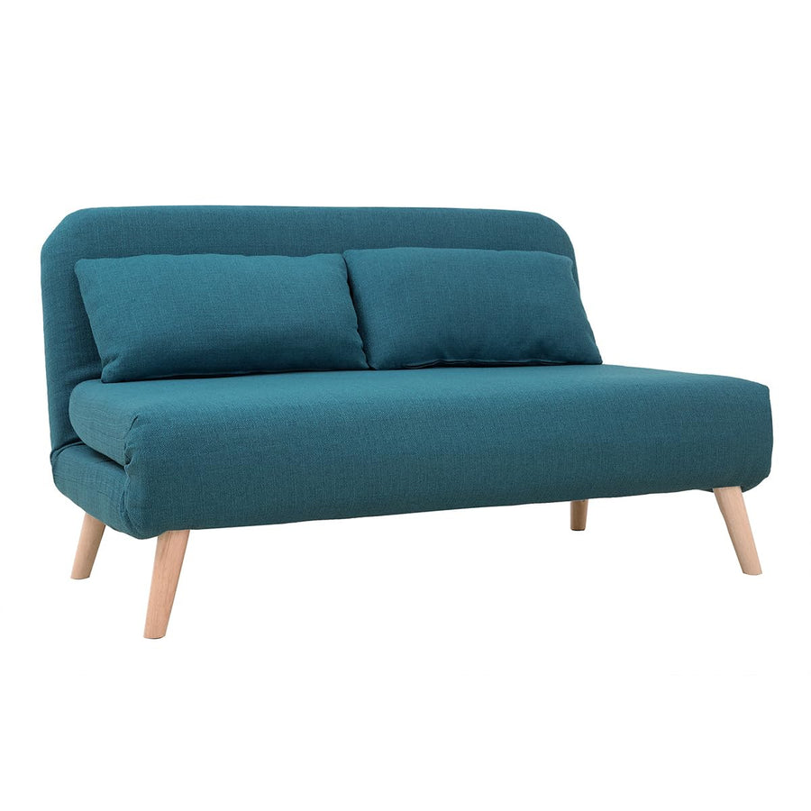 Miliboo Chauffeuse 2 Places Convertible en Tissu Bleu Canard et Bois Clair AMIKO Miliboo Chauffeuse 2 Places Convertible en Tissu Bleu Canard et Bois Clair AMIKO