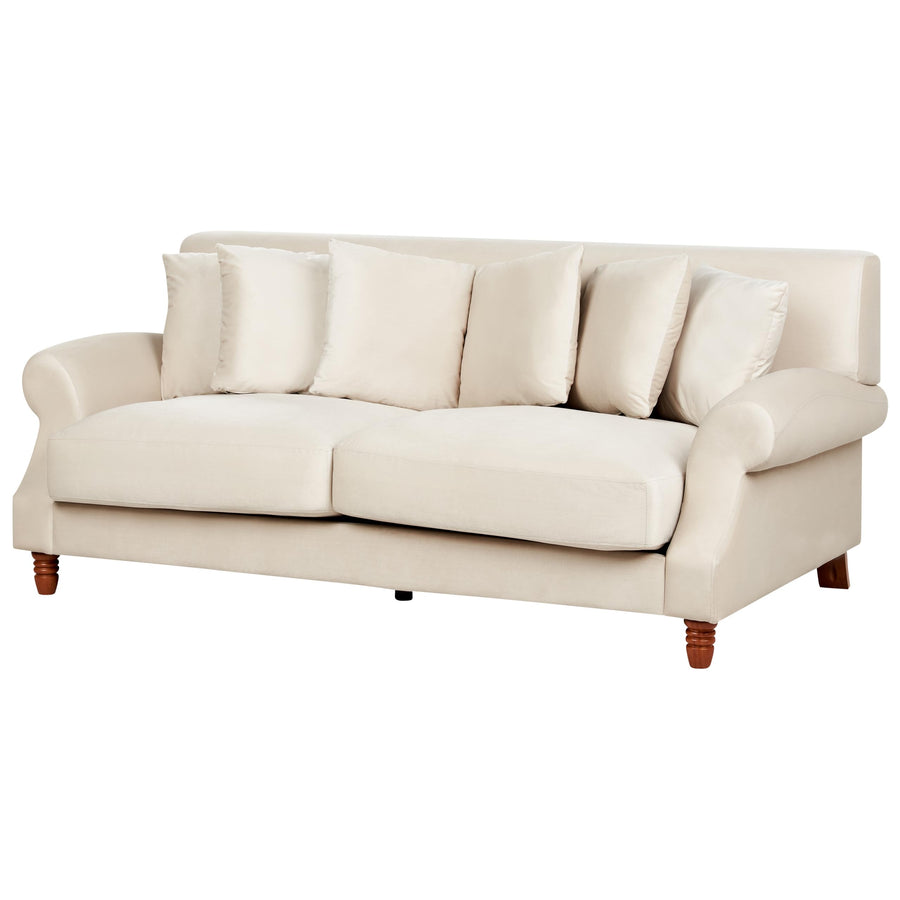Canapé Fixe 2 Places en Velours Blanc Cassé avec Pieds en Bois et Rembourrage Moelleux pour Salon Design Glamour Beliani Canapé Fixe 2 Places en Velours Blanc Cassé avec Pieds en Bois et Rembourrage Moelleux pour Salon Design Glamour Beliani