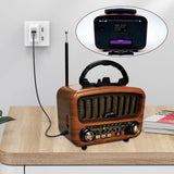Radio rétro AM/FM/SW avec Bluetooth 5.0, petite batterie de 1800 mAh, cuisine et valise avec haut-parleur de 5 W, prise en charge USB/TF/AUX