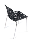 KAYELLES Lot de 4 chaises Cuisine Design Moderne ajourée Pied Chrome IKO (Noir)