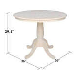 International Concepts IC Table de Salle à Manger Ronde en Bois véritable Massif, Bois de parawood Robuste, 91,4 cm, Brut
