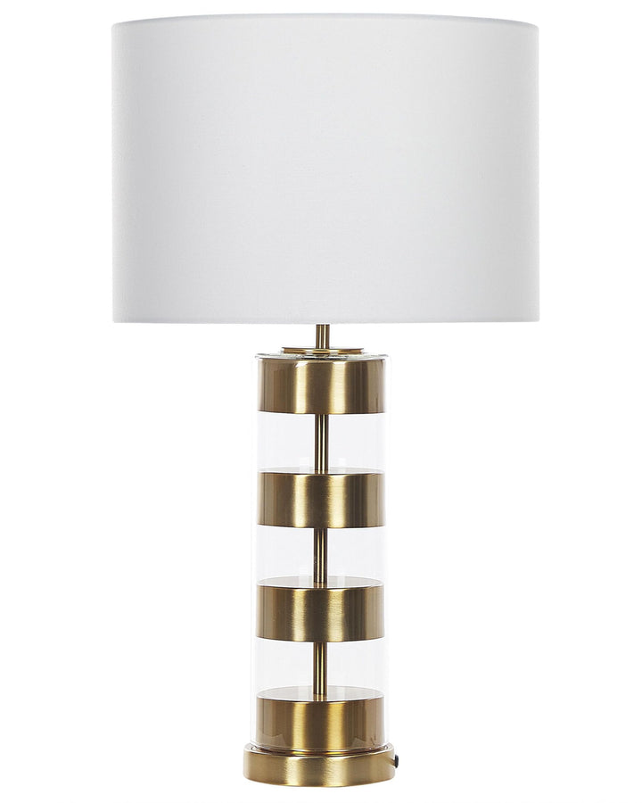 Beliani Lampe à Poser de Table avec Pied Décoratif Doré et Abat-jour Blanc E27 Max 60W pour Salon Chambre ou Coin Lecture au Design Moderne et Glamour