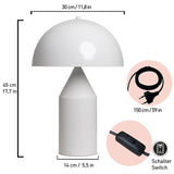 bamyum amyum Lampe de Chevet à Champignon en Métal, Lampe de Bureau avec Câble, Abat-Jour de 30 cm pour Chambre d'Enfant et Adulte, Lustre Salon Rétro Mushroom Blanc