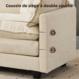 SoarTalent Canapé sectionnel modulaire Convertible, canapé 3 Places en Chenille Profonde avec oreillers pour Salon, Appartement, Bureau (Beige)