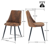 MEUBLE COSY Lot de 4 Chaises de Salle à Manger Rétro Fauteuil Assise rembourrée en suédine Pieds en métal pour Cuisine Salon Chambre Bureau, Style Industriel, Marron, 52,5x49,5x83cm