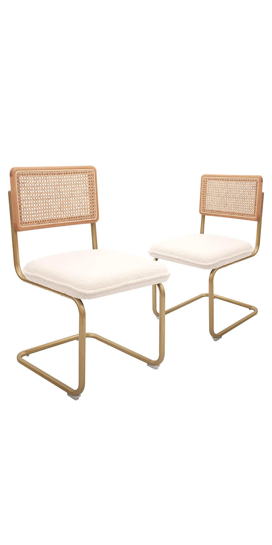 CangLong Lot de 2 Cuisine à Dossier en Osier avec Pieds en métal doré, chaises Confortables avec Coussin en Molleton pour Le Salon et la Salle à Manger, Beige, Rotin, Mousse, BlancCangLong Lot de 2 Cuisine à Dossier en Osier avec Pieds en métal doré, chaises Confortables avec Coussin en Molleton pour Le Salon et la Salle à Manger, Beige, Rotin, Mousse, Blanc