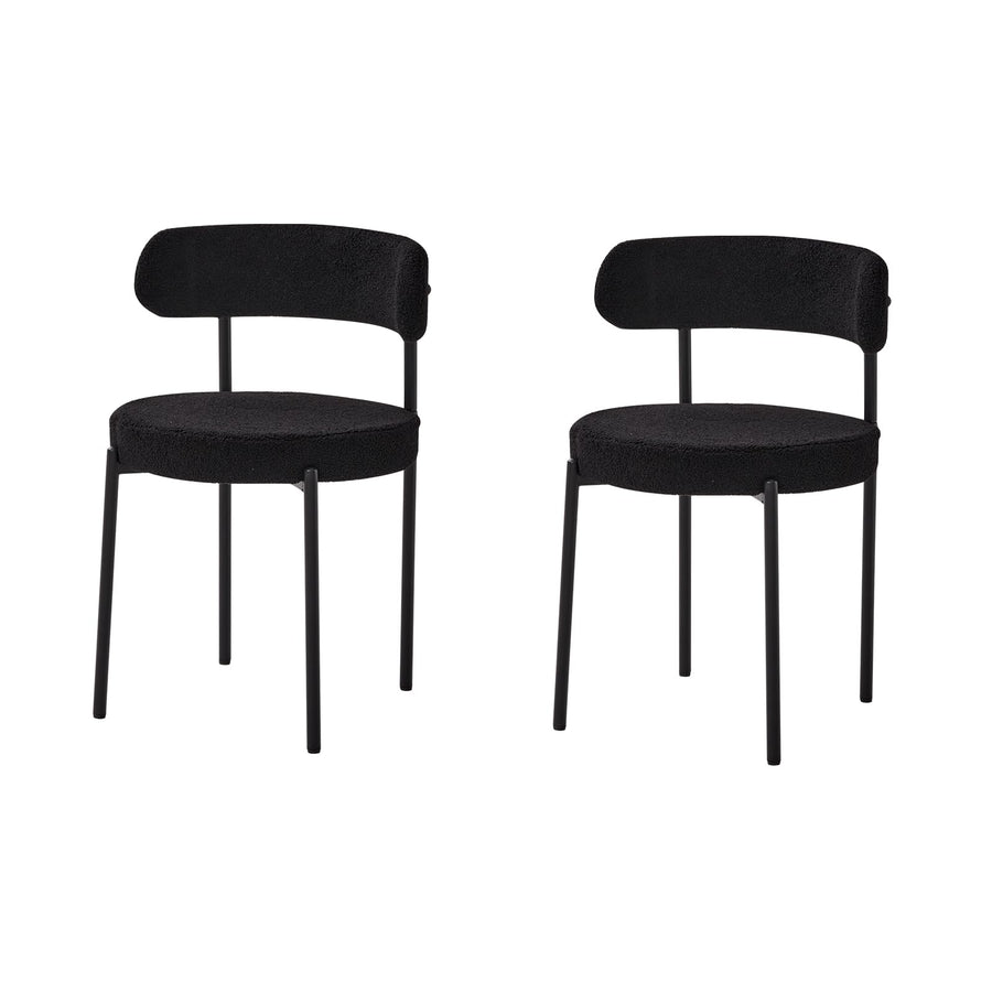 JZGORC Lot de 2 Chaises de Salle à Manger, Chaise Rembourrée en Velours Teddy, Convient pour Salle à Manger, Salon, Chambre, Salle de Conférence - Noir
