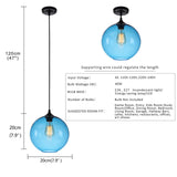 Suspension boule de verre simple, suspension industrielle vintage E27 Loft Bar Plafonnier, mini lustre globe 1 lumière pour cuisine salle à manger chambre (marron)
