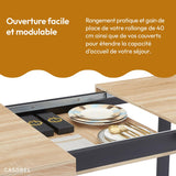 CASABEL - Table à Manger Extensible avec Rallonge - Grande Capacité - Style Industriel - Plateau de 160 à 200 cm - 6 à 8 Personnes - Pieds en métal - Salle à Manger, Cuisine - Bois Clair et Noir