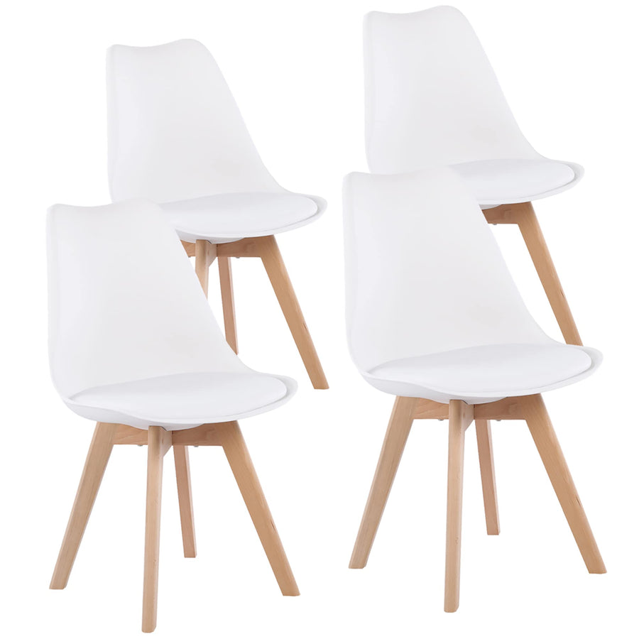 EGGREE 4 Chaises Salle à Manger Scandinaves SGS Tested Lot de 4 Chaises de Cuisine Rétro Rembourrée Chaise de Salle de Bureau, Pieds en Bois de Hêtre Massif, Blanc EGGREE 4 Chaises Salle à Manger Scandinaves SGS Tested Lot de 4 Chaises de Cuisine Rétro Rembourrée Chaise de Salle de Bureau, Pieds en Bois de Hêtre Massif, Blanc