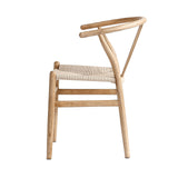 LIMHOME FSC® Chaise de salle à manger Wishbone en bois massif et cordon en papier - Aucun montage nécessaire - Naturel (laqué)