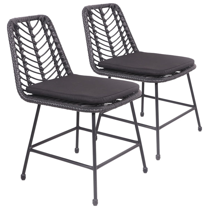Happy Garden Lot de 2 chaises OKA en rotin synthétique Noires avec Coussins, résistant UV et déperlant Happy Garden Lot de 2 chaises OKA en rotin synthétique Noires avec Coussins, résistant UV et déperlant