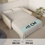 Nalui Nest 2 canapés lit 2 Places 3 en 1 avec Dossier réglable et 2 oreillers, supporte jusqu'à 240 kg, canapé 2 Places Convertible en lit de 120 x 190 cm, Beige