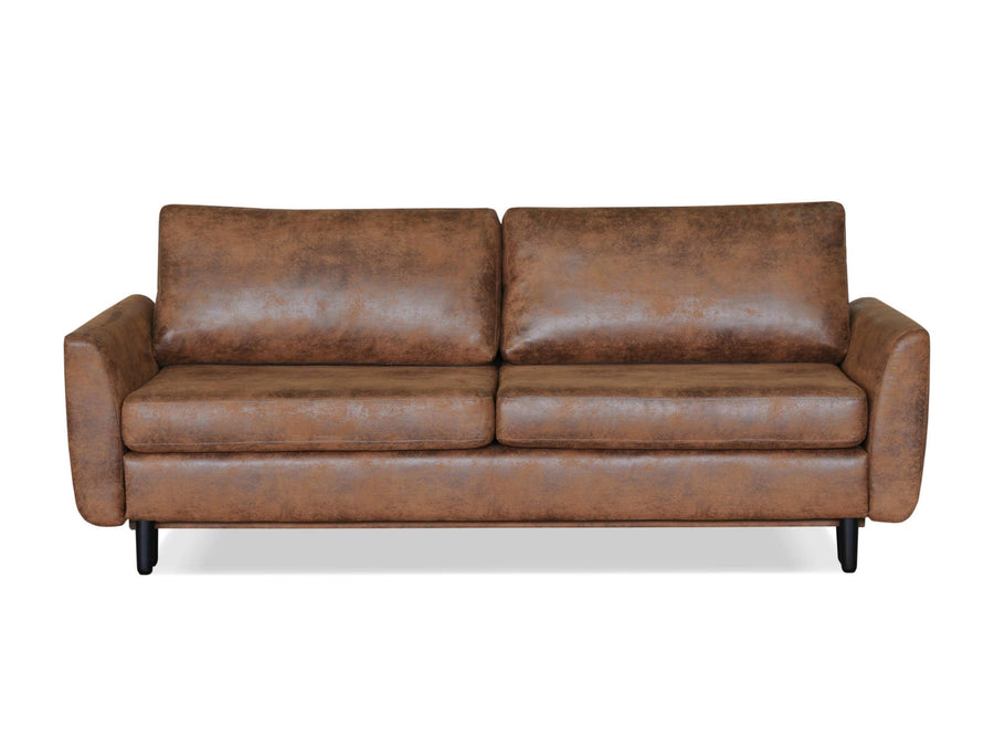 Lisa Design - Canapé Convertible Dan en Microfibre - Canapé Lit - Sofa Marron 3 Places - Salon Industriel/Vintage/Rétro