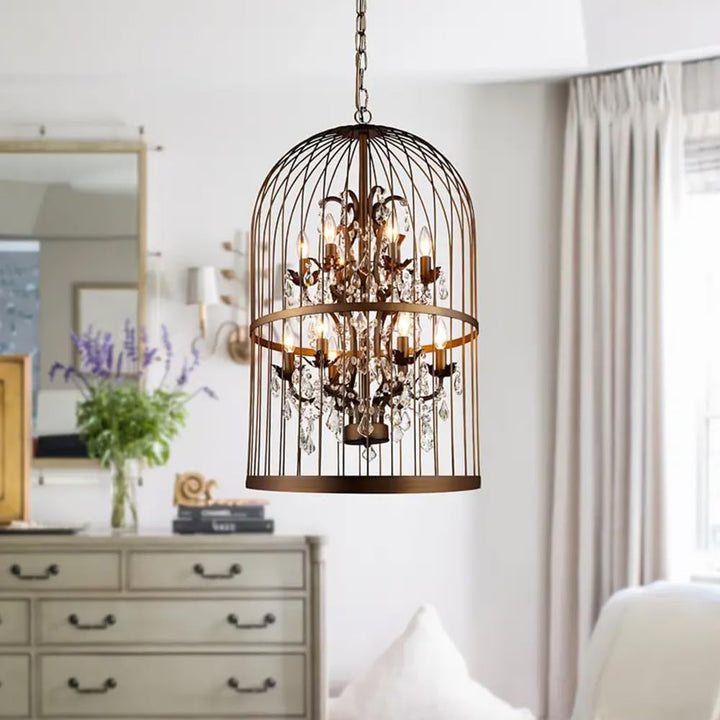 Kikioo Lustre Cage À Oiseaux Marron 14 Pouces 4 Lumière Industriel Vintage Bar Cage Oiseau Suspension, Lustre en Cristal LED Luxueux pour Escalier Salons Chambres Greniers Villas Salles de Mariage Kikioo Lustre Cage À Oiseaux Marron 14 Pouces 4 Lumière Industriel Vintage Bar Cage Oiseau Suspension, Lustre en Cristal LED Luxueux pour Escalier Salons Chambres Greniers Villas Salles de Mariage