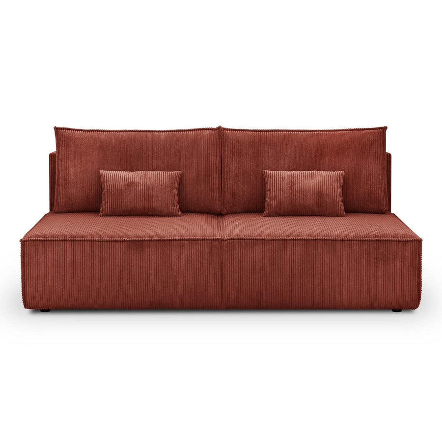Canapé Convertible 3 Places avec Coffre de Rangement en Velours côtelé Rouille - Milla