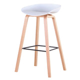 BenyLed Lot de 2 Tabourets de Bar avec Assise en Polypropylène et Pieds en Bois de Hêtre, Hauteur de l’Assise 70 cm, Blanc