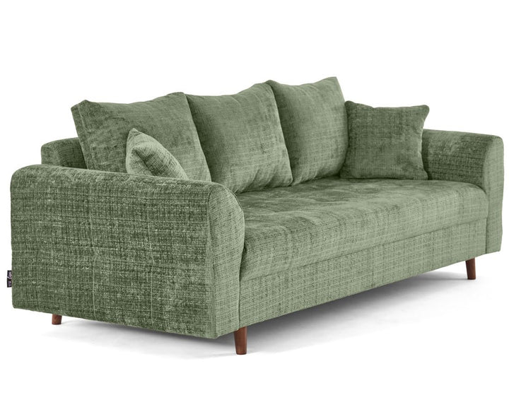 Lisa Design - Rune - 3-Seater Straight Sofa in Textured Velvet, Sage Green