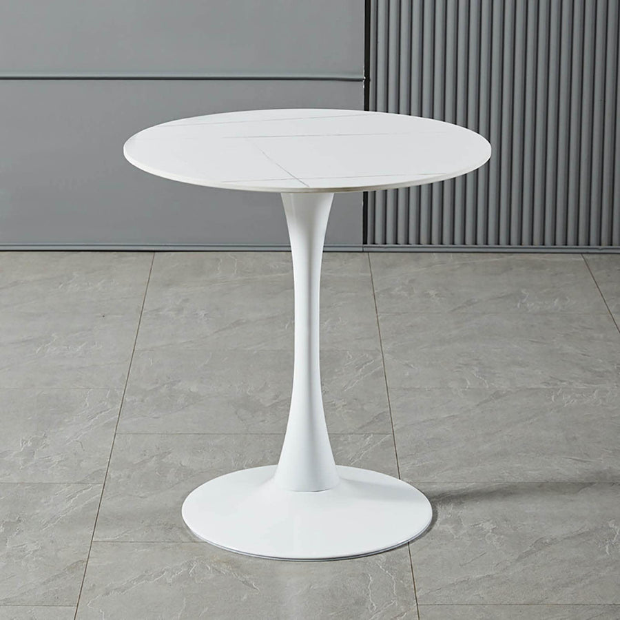 YSYJ Table Basse Moderne Panneau à Base de Bois Rond Table d'appoint Loisirs Table à Manger Style Tulipe pour Cuisine Chambre salon(60x60x73cm, WhiteC)