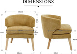 DAYALANE Fauteuil Salon avec Double Coussin Chaise de Relaxation en Chenille avec Pieds en Bois Fauteuil de Loisirs Confortable pour Chambre, Jaune