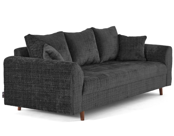 Lisa Design - Rune - canapé Droit 3 Places en Velours texturé, Gris Anthracite