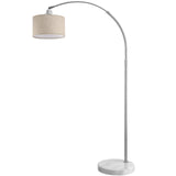 Monzana Lampe à arc Lin socle en marbre abat-jour réglable 150-175 cm interrupteur pied E27 salon lampe à arc lampe sur pied
