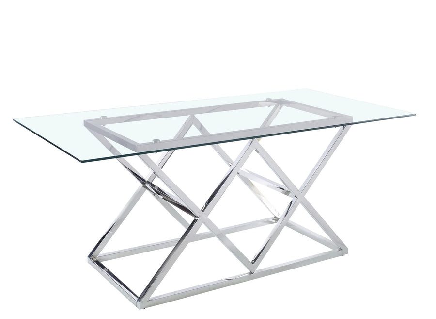 DecoInParis Table à Manger rectangulaire en Verre et Pieds argentés Janice