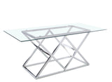 DecoInParis Table à Manger rectangulaire en Verre et Pieds argentés Janice
