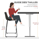 HOMCOM Lot de 2 tabourets de Bar Design Vintage Hauteur 73 cm avec Repose-Pieds métal et revêtement synthétique - Gris foncé