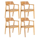 AltoBuy Vancouver - Lot de 4 Chaises en Bois de Sungai et Assise en Paille Naturelle