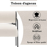 Mingone Fauteuil Salon Design Fauteuil Laine en Métal avec Dossier Confortable Chaise D'appoint avec Accoudoirs Chaise Rembourré pour Salon Chambre, Blanc