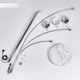 Lampadaire Nikkala, lampe sur pied en métal/verre en couleur chrome/blanc, luminaire au design moderne, abat-jour réglable, interrupteur on/off sur le boîtier, hauteur 240 cm, 3 x E14, sans ampoules