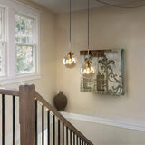 KCO Suspension moderne en forme de globe en verre avec abat-jour ambré et laiton doré pour cuisine, entrée, salle à manger (ambre)