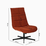 39F FURNITURE DREAM Fauteuil Moderne pivotant avec Assise en Tissu avec Fonction inclinable et Base en métal, Rouge - Orange, 63,5 x 85 x 93 cm