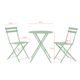 Avril Paris - Ensemble Table et Chaises Pliantes Bistrot Balcon Terrasse- 2 Places - Acier Vert - 2 Chaises et 1 Table Pliante - Flore