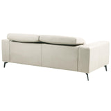 Beliani Canapé Moderne en Tissu 3 Places Appuie-Tête Réglable Dossier Rabattable Pieds en Métal Beige Clair Ommel
