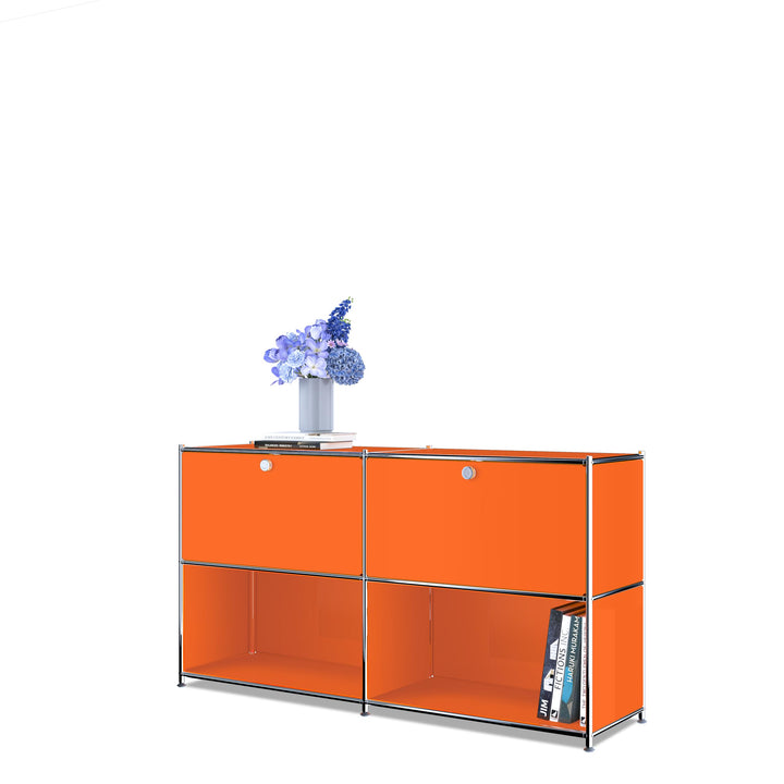 Simplink Buffet en métal avec 2 Portes à Rabat, ameublement Moderne, Parfait pour la Maison, Le Bureau, la Cuisine, Le Couloir, Le Foyer et la Chambre à Coucher (Orange Mat)