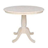 International Concepts IC Table de Salle à Manger Ronde en Bois véritable Massif, Bois de parawood Robuste, 91,4 cm, Brut