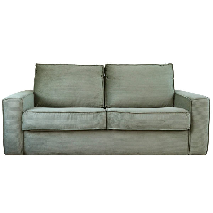 HOMIFAB Canapé Convertible 3 Places en Velours Fines côtes Vert - Ouverture Express - Couchage Quotidien - Matelas HD 140 x 190 - Mattia