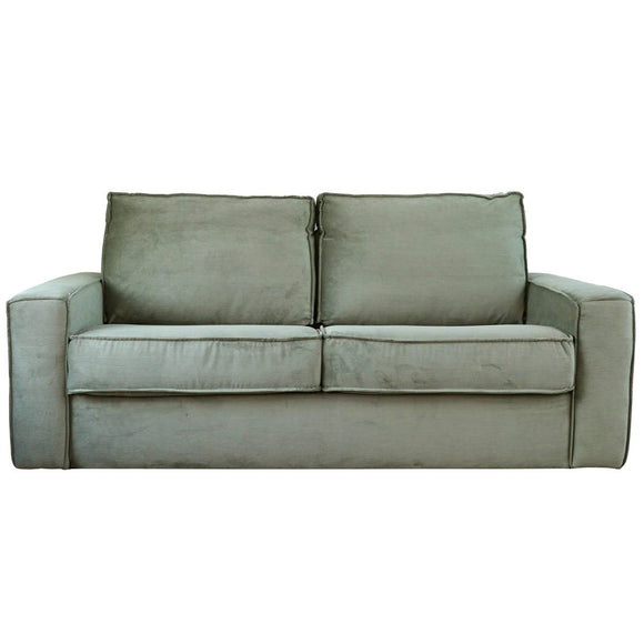 HOMIFAB Canapé Convertible 3 Places en Velours Fines côtes Vert - Ouverture Express - Couchage Quotidien - Matelas HD 140 x 190 - Mattia