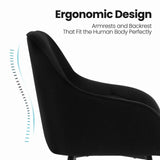 WOLTU Lot de 2 Chaises de Salle à Manger, Chaises de Cuisine Rembourrées avec Dossier, Accoudoirs, Pieds en Métal, pour Salon, Bureau, Coiffeuse, en Velours, Noir, EZS02sz-2