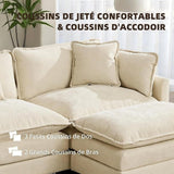 SoarTalent Canapé sectionnel modulaire Convertible, canapé 3 Places en Chenille Profonde avec oreillers pour Salon, Appartement, Bureau (Beige)