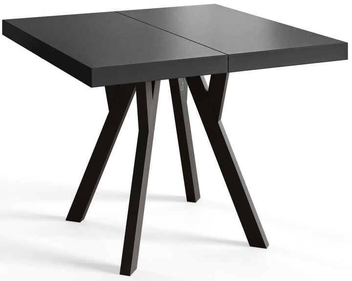 RICO Table de salle à manger, carrée, extensible, dimensions : 100-200 x 100 x 77 cm, table de salon, couleur : noir, avec pieds en bois de couleur noire RICO Table de salle à manger, carrée, extensible, dimensions : 100-200 x 100 x 77 cm, table de salon, couleur : noir, avec pieds en bois de couleur noire