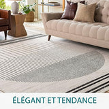 Livabliss Nairobi Tapis Géométrique Scandinave - Grand Tapis Salon, Salle à Manger, Chambre, Cuisine - Design Boheme Chic, Berbere Moderne, Poil Court 200x274 cm - Ivoire, Noir