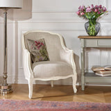 Robin des bois - Victor : Fauteuil bergère en Bois Massif et Lin Premium Blanc