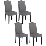 WOLTU Chaises Salle à Manger, Lot de 4, Chaise de Cuisine, avec Dossier Haut, Siège Rembourré, Chaise Salon, Chaise Velours, Pieds en Bois, Gris foncé, BH385dgr-4