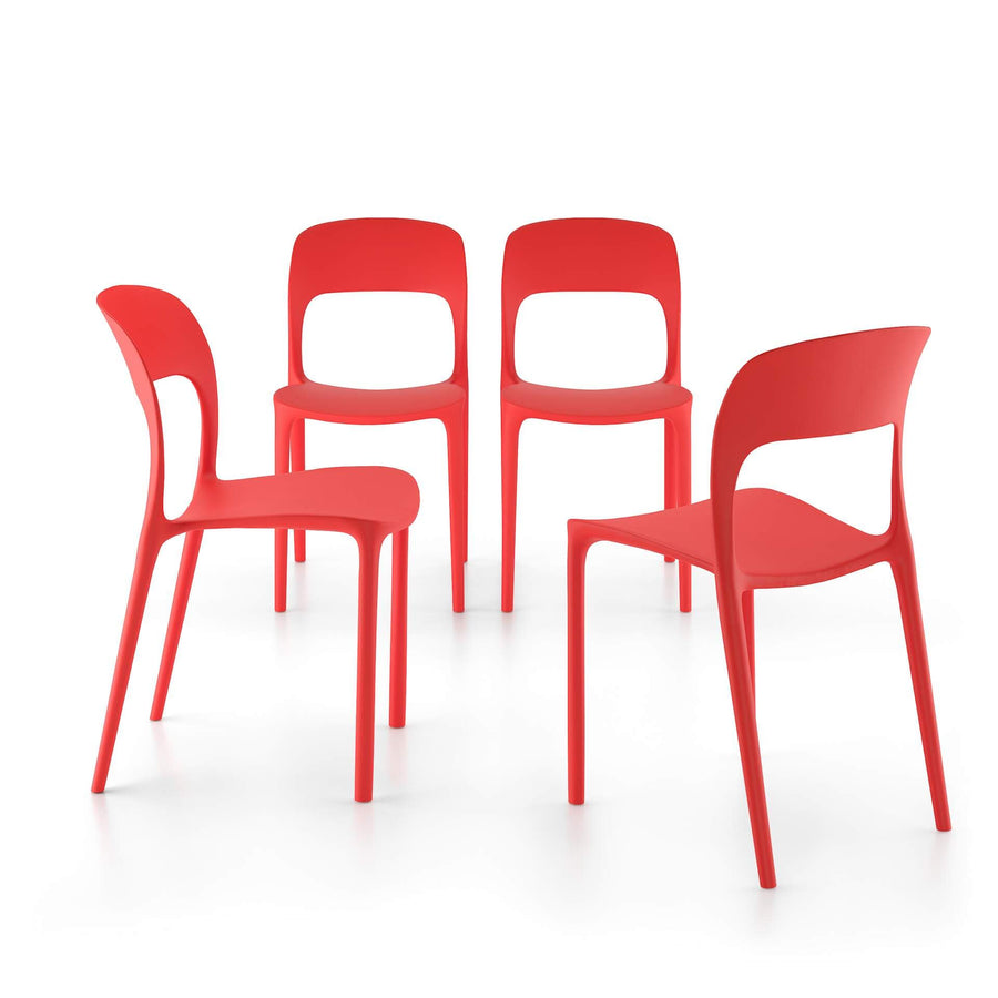MOBILI FIVER, Chaise Amanda, Lot de 4, Rouge, Polypropylène, Chaise pour Cuisine, Jardin, Salon MOBILI FIVER, Chaise Amanda, Lot de 4, Rouge, Polypropylène, Chaise pour Cuisine, Jardin, Salon